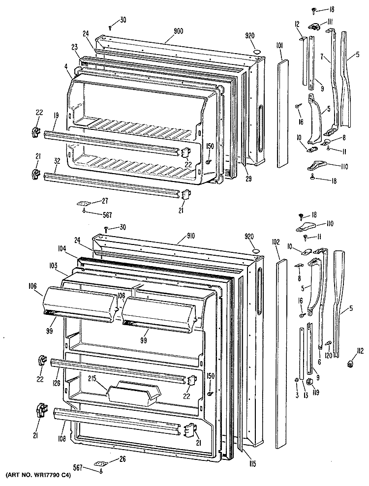 Section Diagram and Parts List for MTE16ERJRWH  Hotpoint Refrigerator