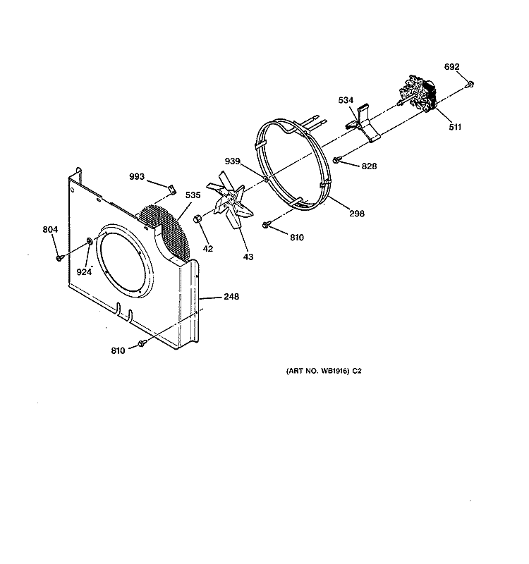 CONVECTION FAN Diagram and Parts List for JKP56AW1AA  General Electric Wall Oven