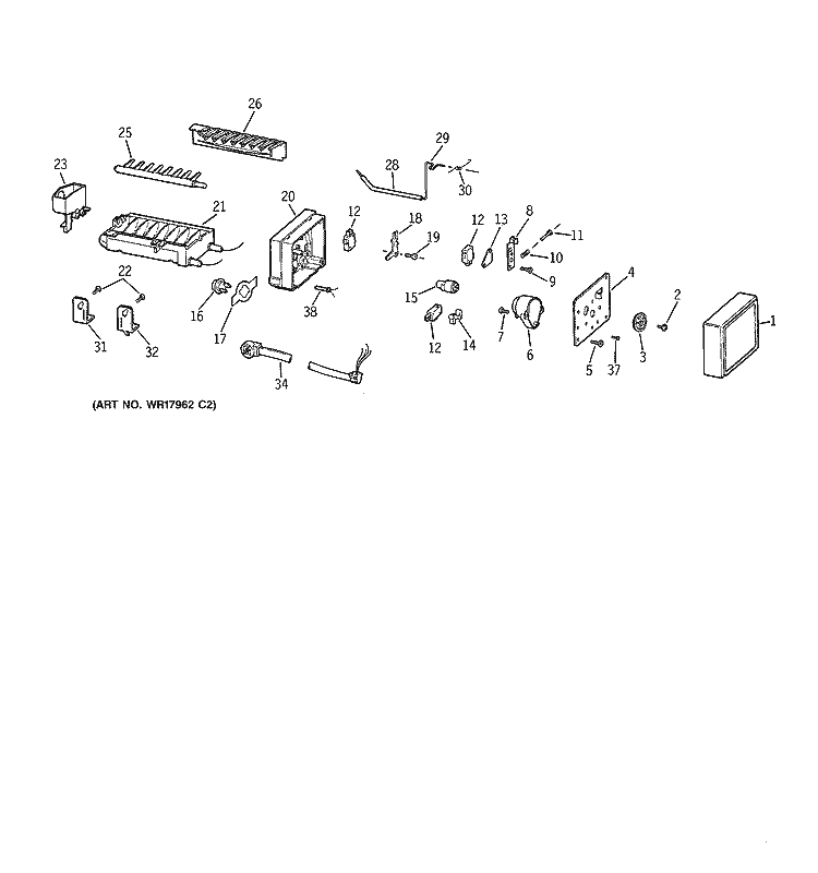 ICEMAKER WR30X0306 Diagram and Parts List for ZIS36NYA  General Electric Refrigerator