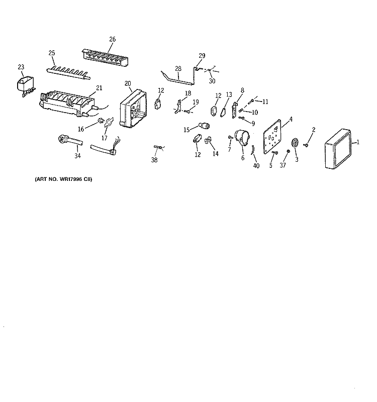 ICEMAKER WR30X0327 Diagram and Parts List for TBX14SAZELAD  General Electric Refrigerator