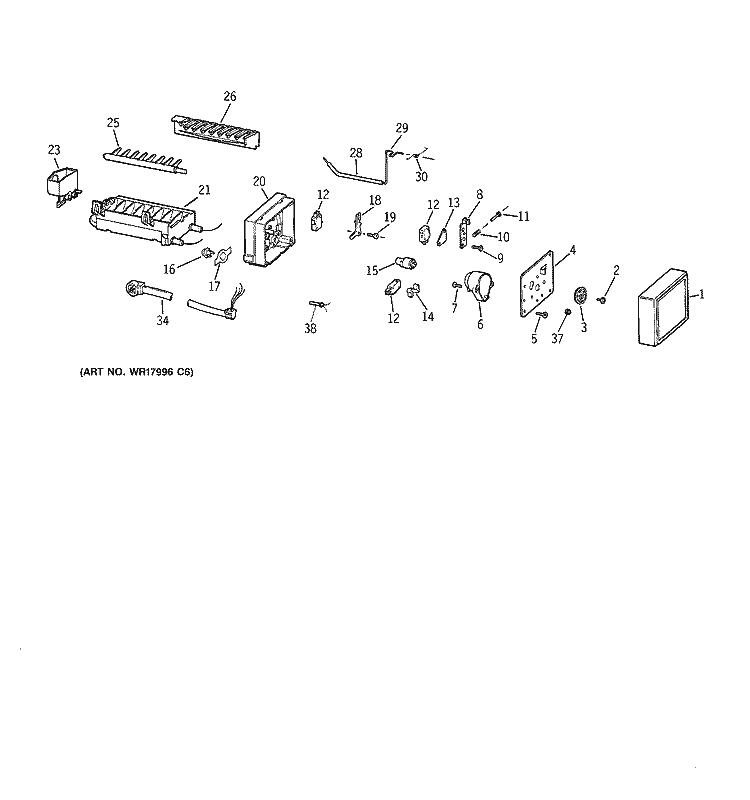ICEMAKER WR30X0318 Diagram and Parts List for ZISB48DYB  General Electric Refrigerator