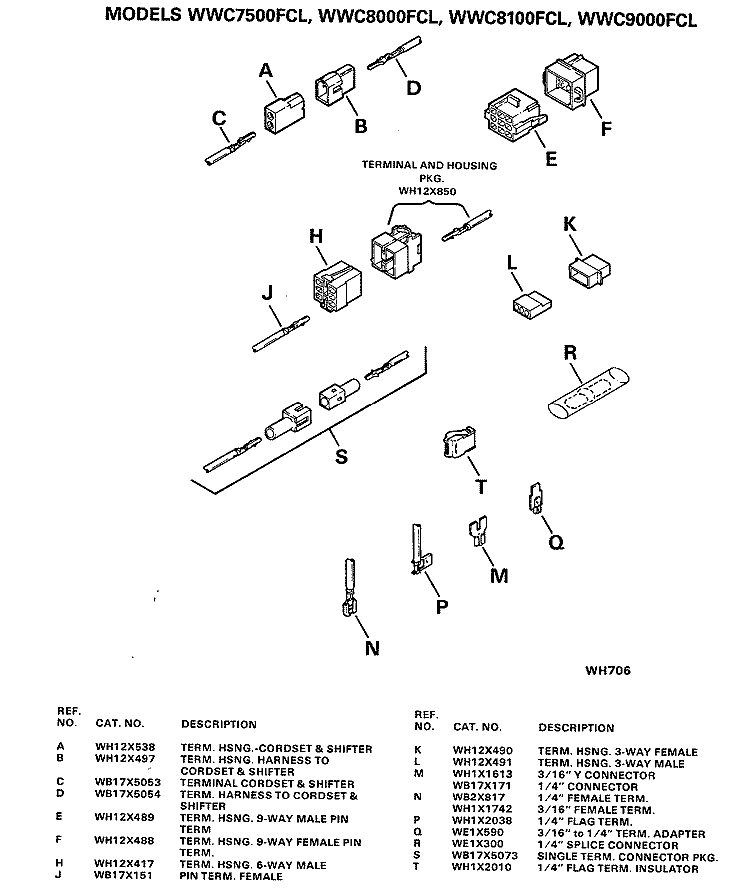 Section Diagram and Parts List for WWC7500FCL  General Electric Washer
