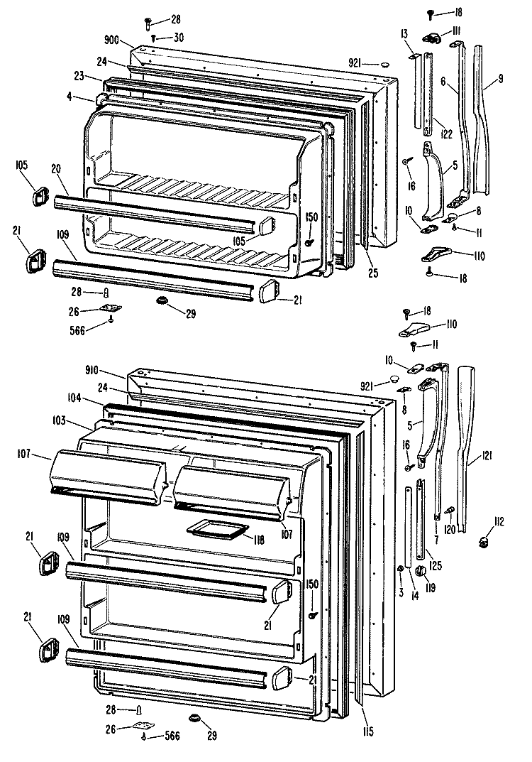 Section Diagram and Parts List for CTX21EKER  Hotpoint Refrigerator