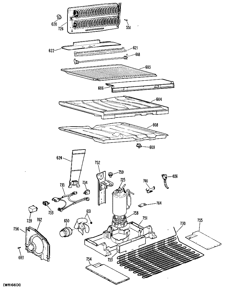 Section Diagram and Parts List for CTX21EKGR  Hotpoint Refrigerator