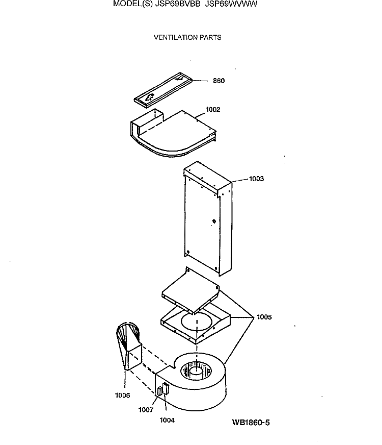 VENTILATION PARTS Diagram and Parts List for JSP69BVBB  General Electric Range