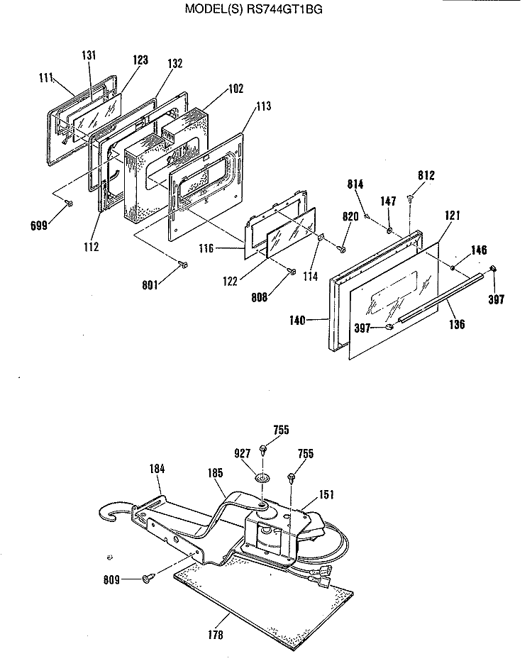 Section Diagram and Parts List for RS744GT1BG  Hotpoint Range