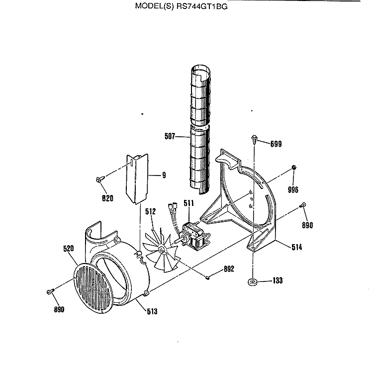 Section Diagram and Parts List for RS744GT1BG  Hotpoint Range