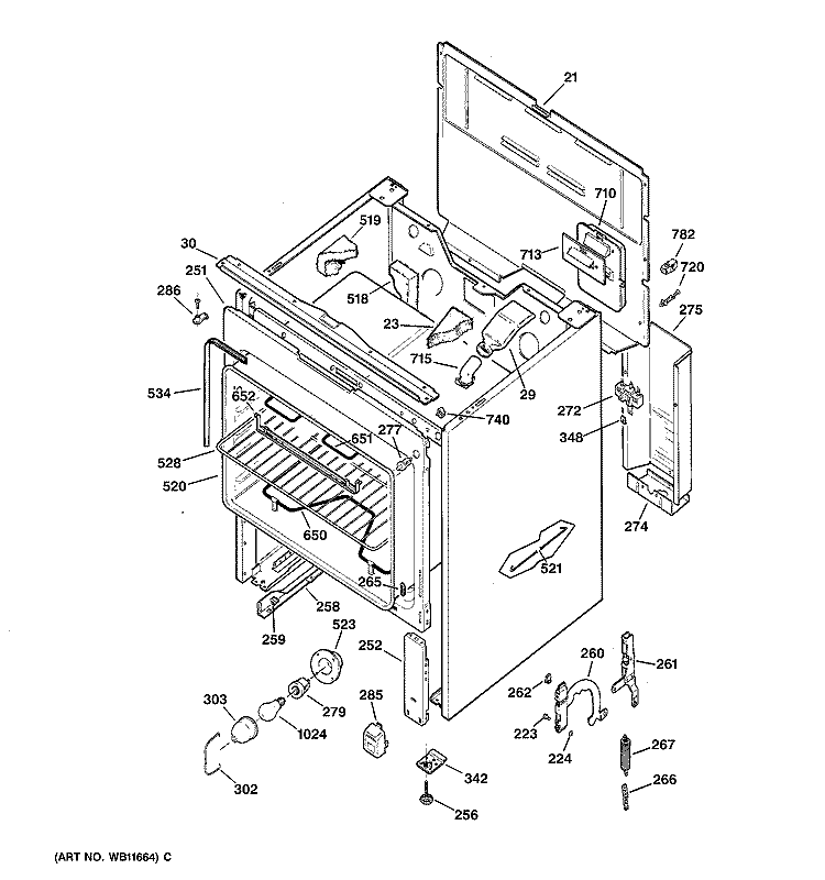 BODY PARTS Diagram and Parts List for JBS30GV4WH  General Electric Range