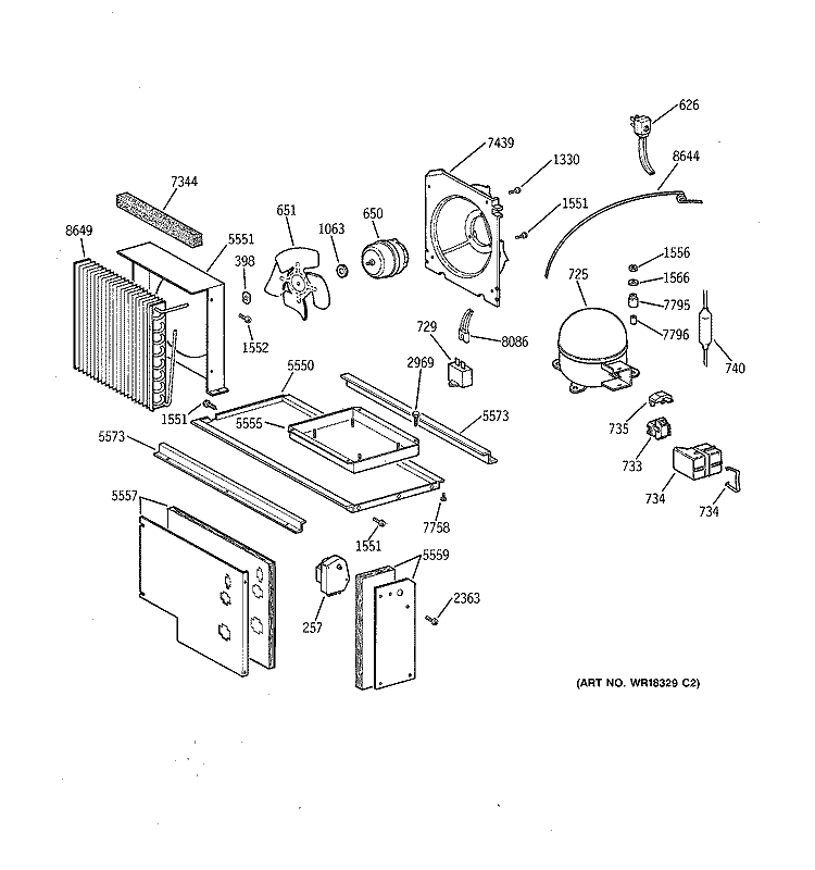 UNIT PARTS Diagram and Parts List for ZISW42DYA  General Electric Refrigerator