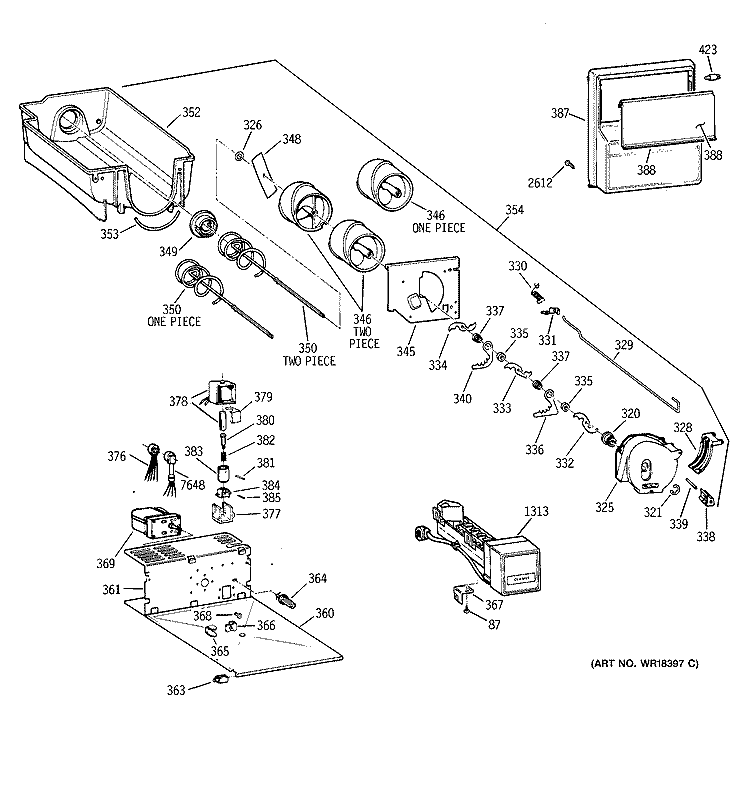 ICE BUCKET ASSEMBLY Diagram and Parts List for ZISB36DYA  General Electric Refrigerator