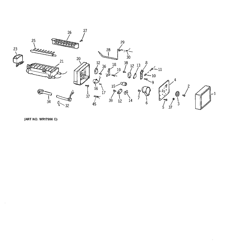 ICEMAKER WR30X0304 Diagram and Parts List for ZISB36DYA  General Electric Refrigerator