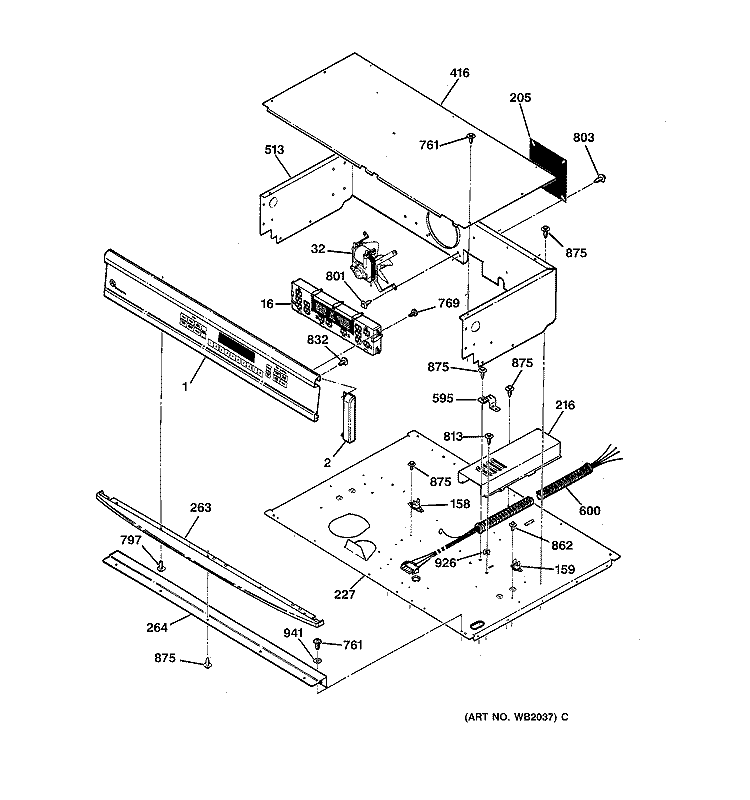 CONTROL PANEL Diagram and Parts List for ZET737BW1BB  General Electric Wall Oven