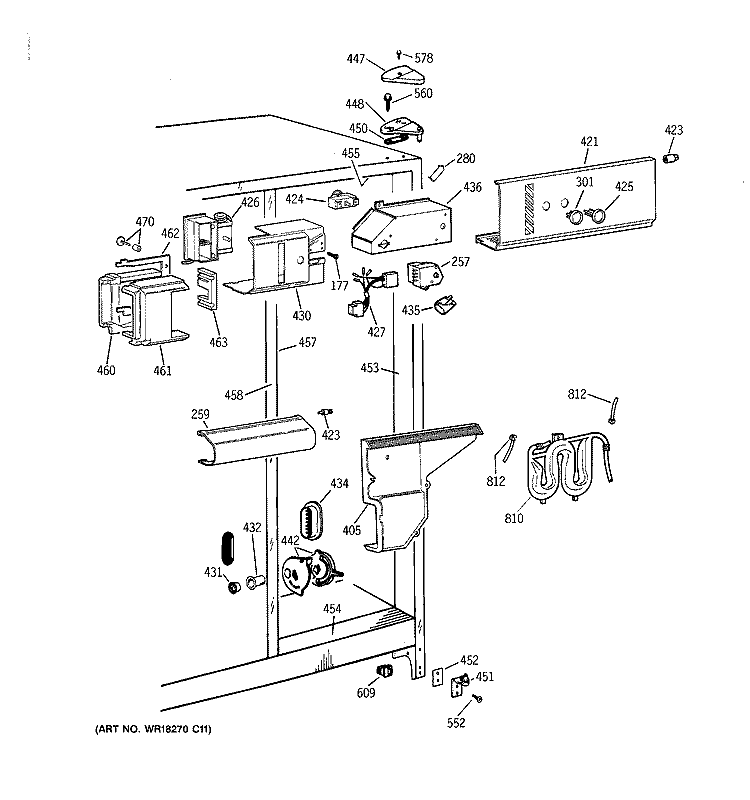 FRESH FOOD SECTION Diagram and Parts List for TFZ22PRYDWW  General Electric Refrigerator