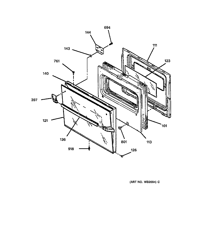 LOWER DOOR Diagram and Parts List for JKP27BW1BB  General Electric Wall Oven