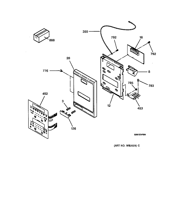 ESCUTCHEON BASE ASSEMBLY Diagram and Parts List for JTP95BW1BB  General Electric Microwave Oven Combo