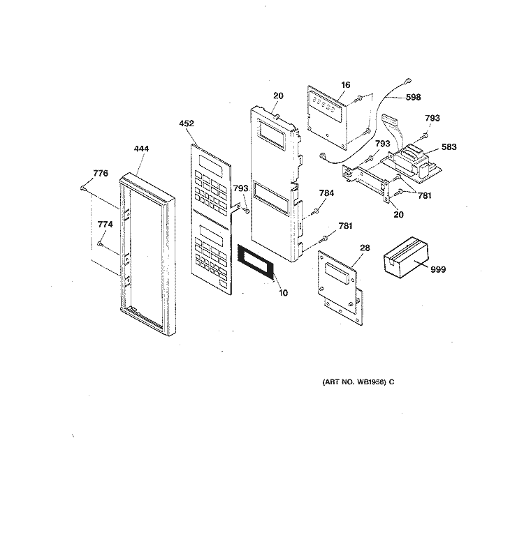 MICROWAVE CONTROL PANEL Diagram and Parts List for JKP69WW1WW  General Electric Microwave Oven Combo