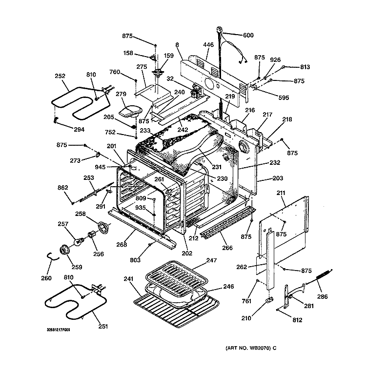 BODY PARTS Diagram and Parts List for JMP28BW2WH  General Electric Range