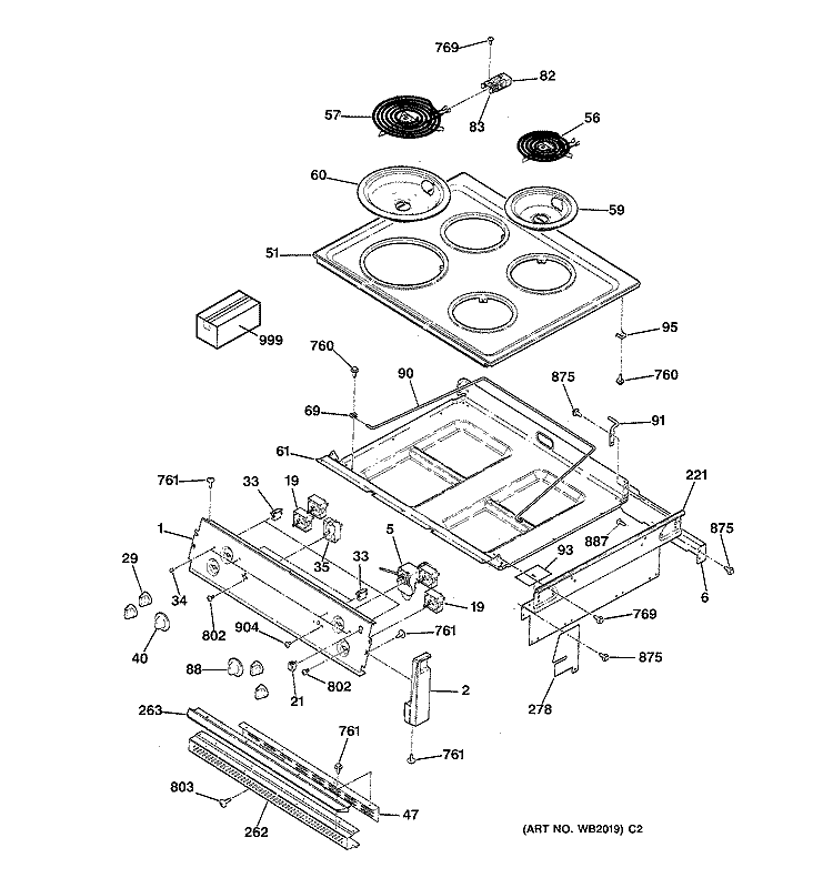 COOKTOP Diagram and Parts List for JMS08BW2AD  General Electric Range