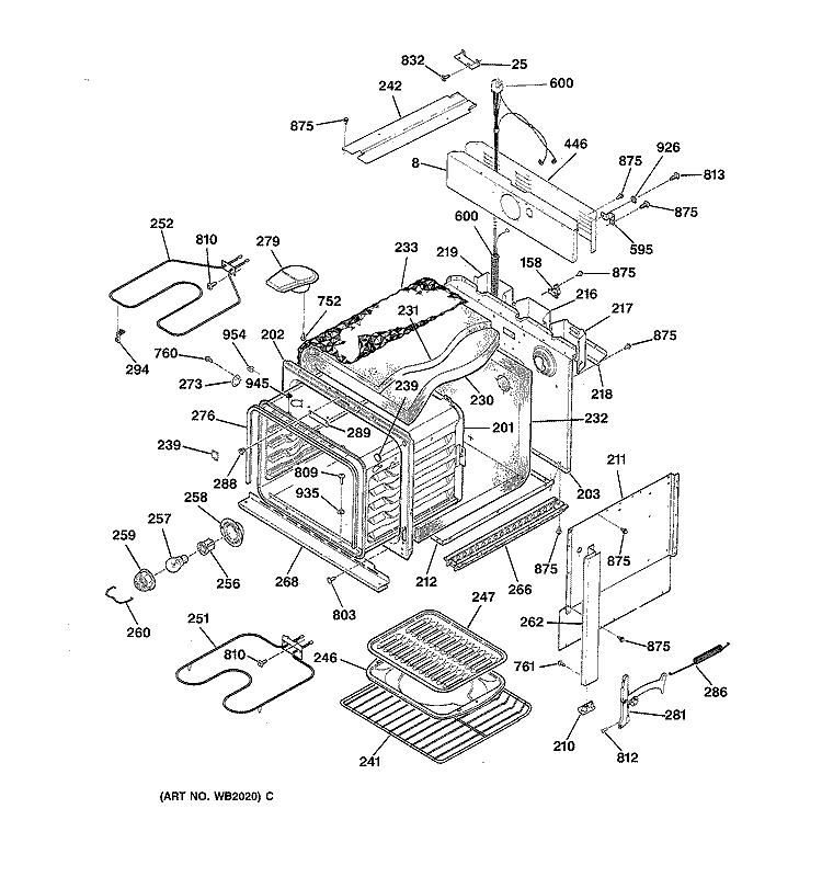 BODY PARTS Diagram and Parts List for JMS08BW2AD  General Electric Range