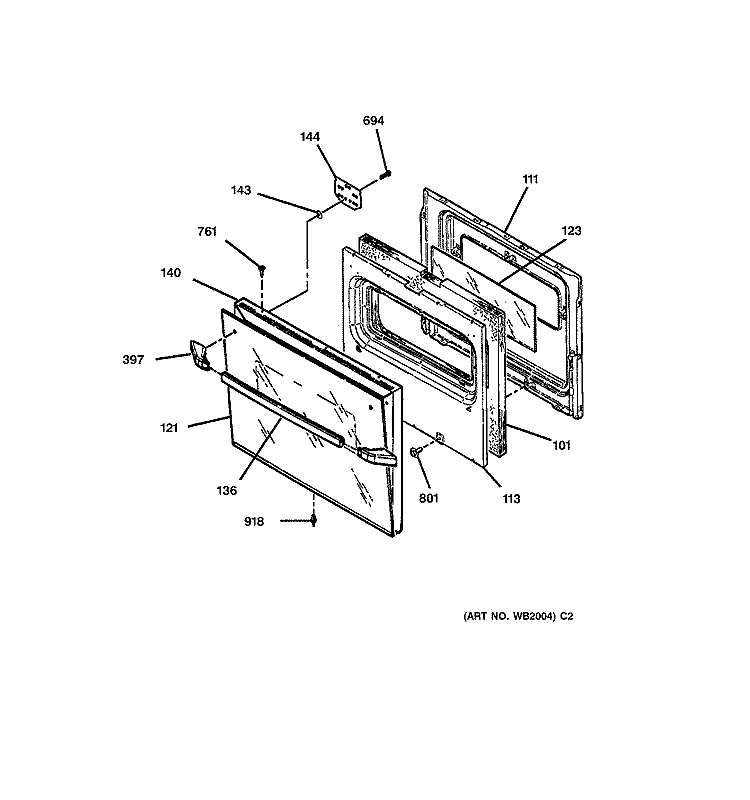 DOOR Diagram and Parts List for JMS08BW2AD  General Electric Range