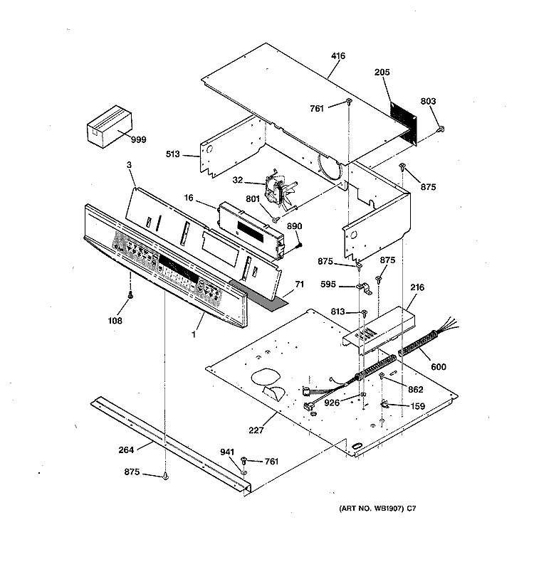 CONTROL PANEL Diagram and Parts List for JCTP17WW2WW  General Electric Wall Oven