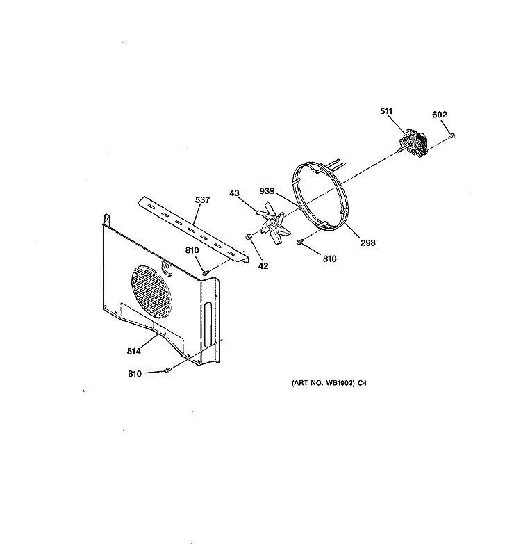 CONVECTION BLOWER Diagram and Parts List for JCTP17WW2WW  General Electric Wall Oven