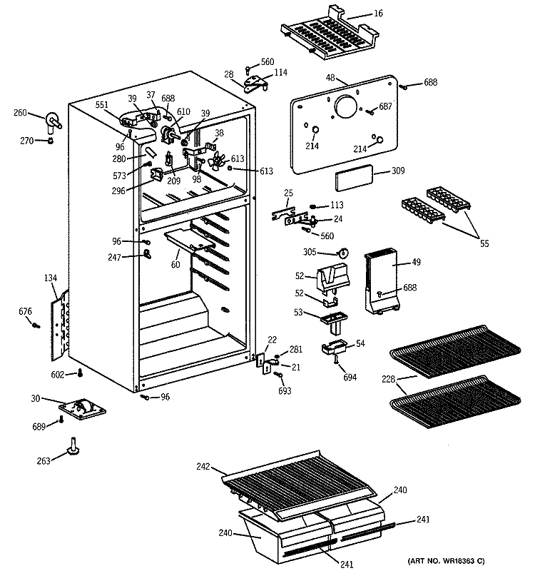 CABINET Diagram and Parts List for CTX14WAYAAD  Hotpoint Refrigerator