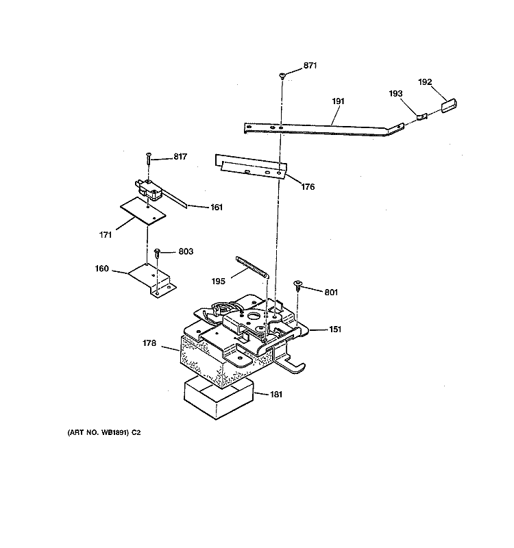 LOCK Diagram and Parts List for RB787WT1WW  Hotpoint Range