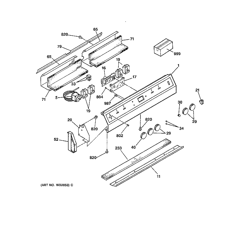 CONTROL PANEL Diagram and Parts List for RF512GL2  Hotpoint Range