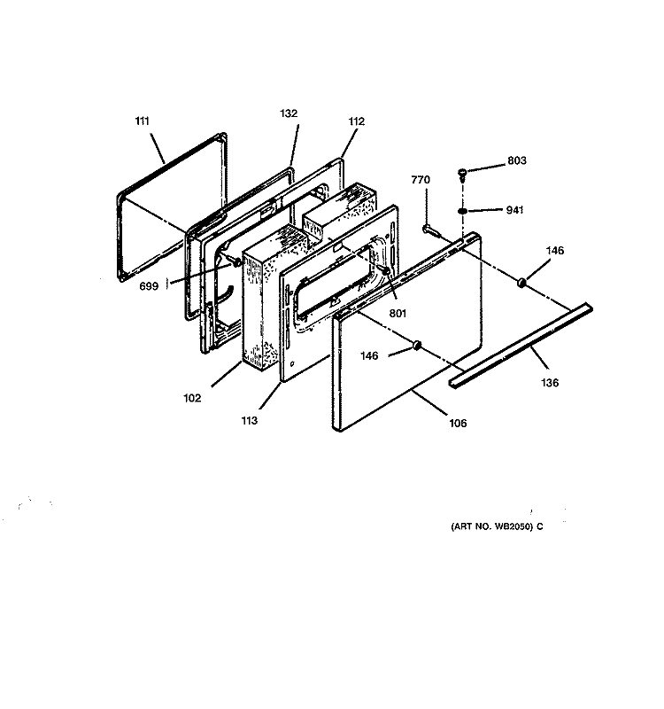 DOOR Diagram and Parts List for RB754Y1WH  Hotpoint Range