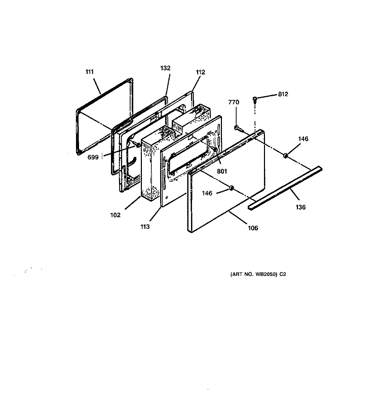 DOOR Diagram and Parts List for RB754PY1AD  Hotpoint Range