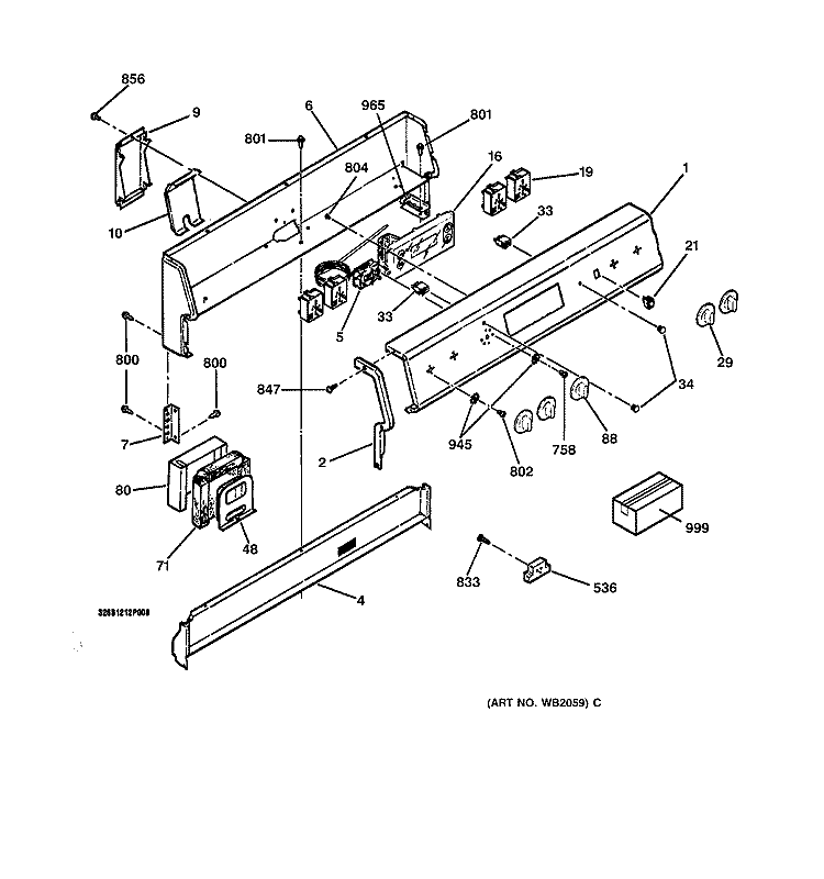 CONTROL PANEL Diagram and Parts List for RB557GY1AD  Hotpoint Range