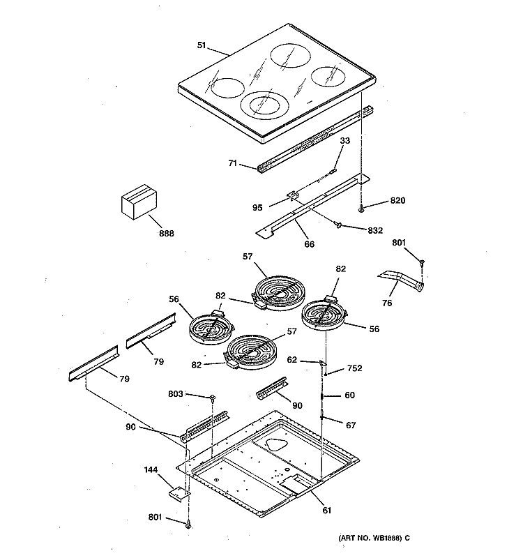 COOKTOP Diagram and Parts List for RB557GY1AD  Hotpoint Range