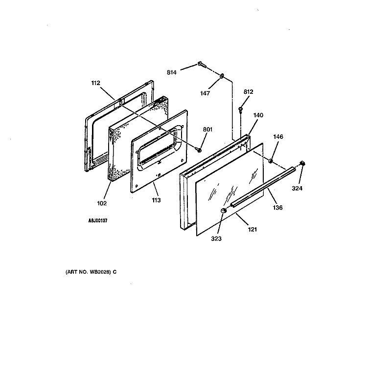 DOOR Diagram and Parts List for RB557GY1AD  Hotpoint Range