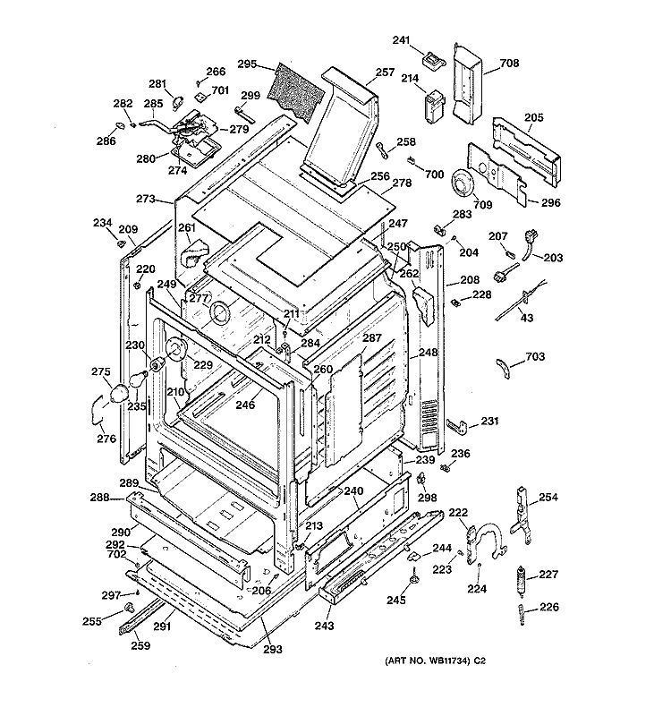 BODY PARTS Diagram and Parts List for RGB750SEY1WW  Hotpoint Range
