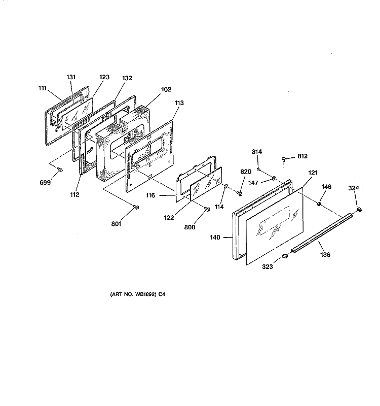 OVEN DOOR Diagram and Parts List for RB787GY2BB  Hotpoint Range