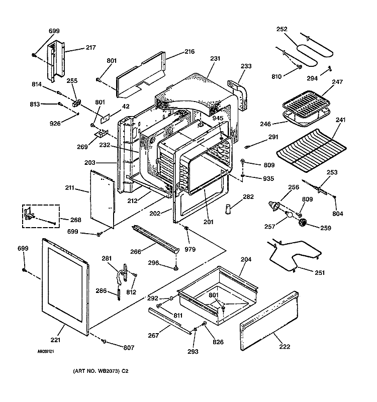 BODY PARTS Diagram and Parts List for RB754GY2AD  Hotpoint Range