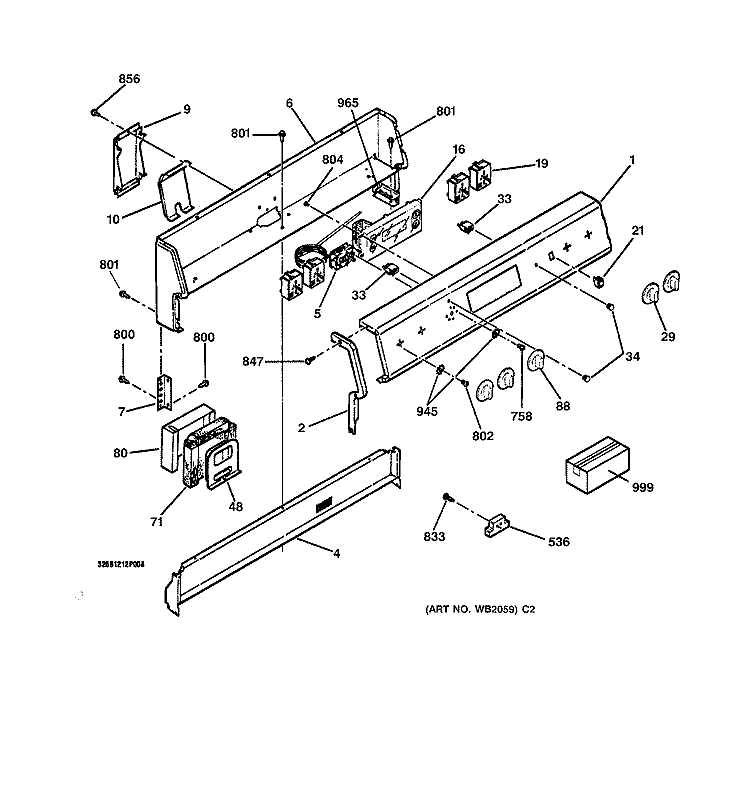 CONTROL PANEL Diagram and Parts List for RB557GY2WH  Hotpoint Range