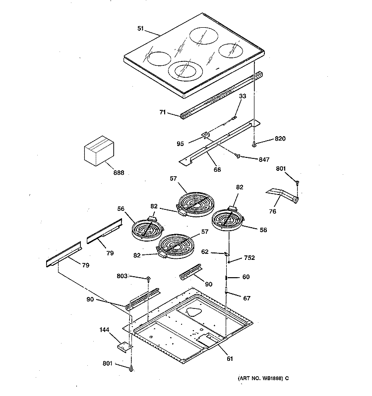 COOKTOP Diagram and Parts List for RB557GY2WH  Hotpoint Range