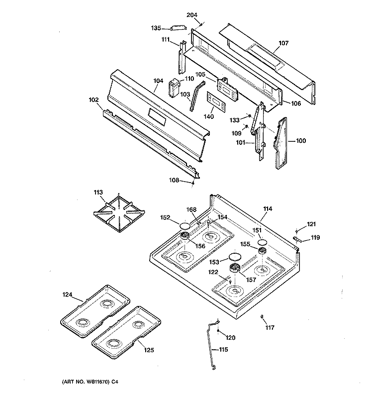 COOKTOP Diagram and Parts List for LGB146GEV3WH  General Electric Range