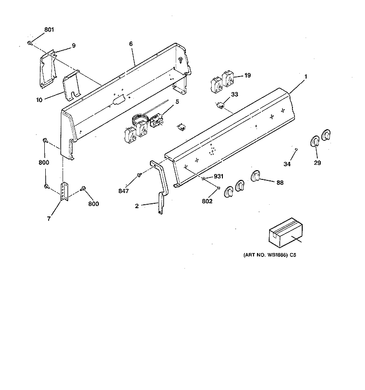 CONTROL PANEL Diagram and Parts List for LEB116GT1WH  General Electric Range