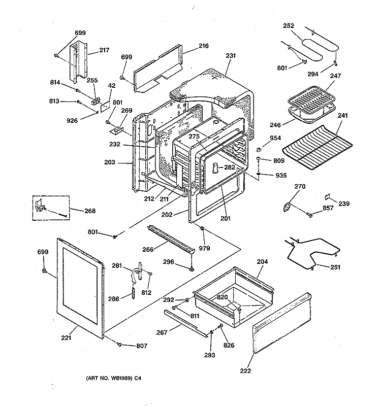 BODY PARTS Diagram and Parts List for LEB116GT1WH  General Electric Range