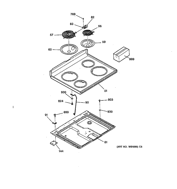 COOKTOP Diagram and Parts List for LEB326GT4WH  General Electric Range