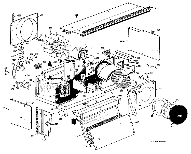 Section Diagram and Parts List for A2B542SEALY1  General Electric Air Conditioner