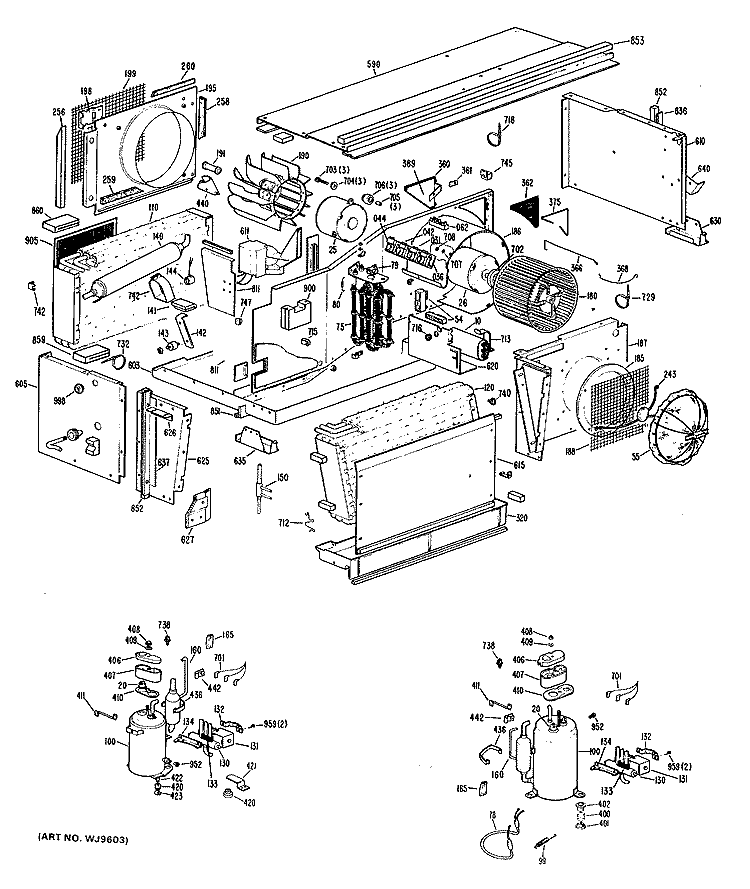 Section Diagram and Parts List for A3B788DAFSD2  General Electric Air Conditioner