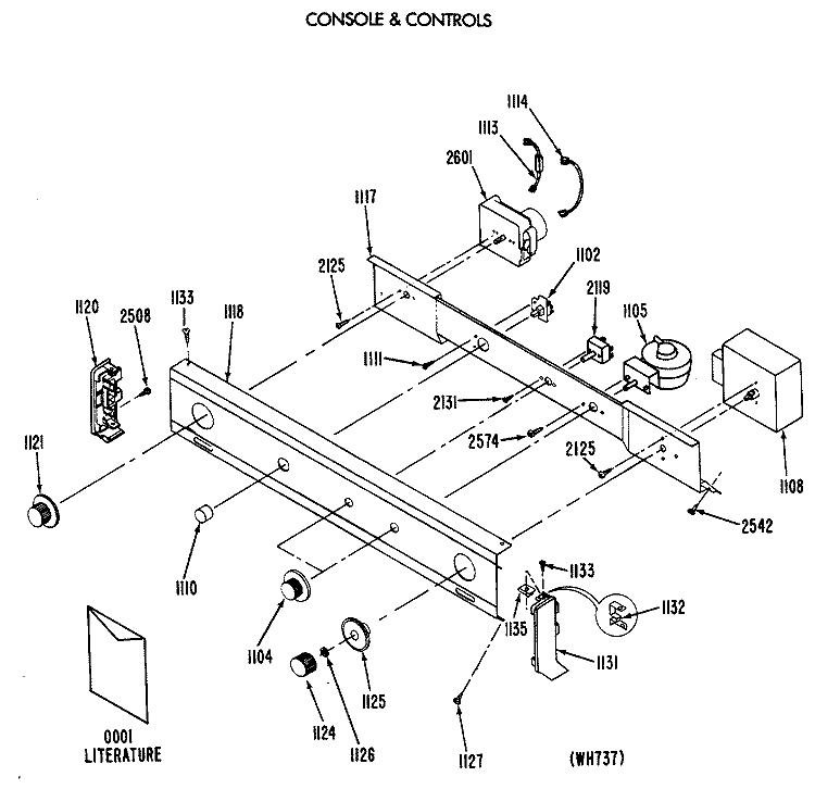 CONSOLE & CONTROLS Diagram and Parts List for WSM2700RDW  General Electric Washer Dryer Combo