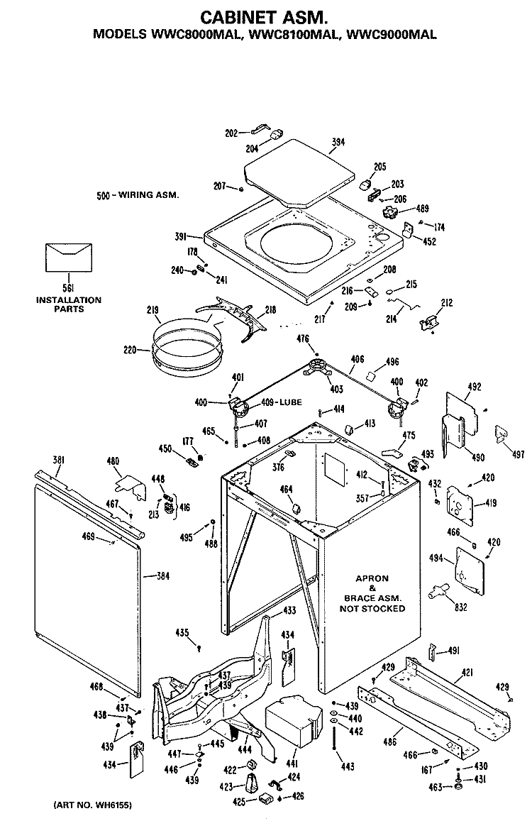 CABINET ASM. Diagram and Parts List for WWC8000MAL  General Electric Washer