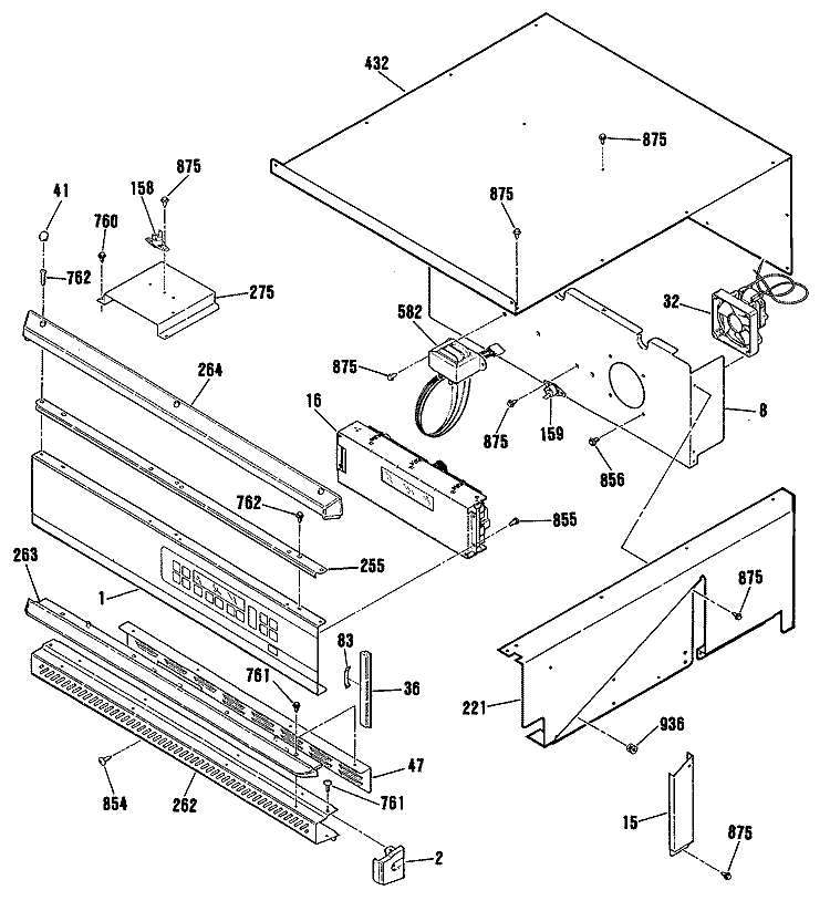 Section Diagram and Parts List for JKP45WP1  General Electric Wall Oven