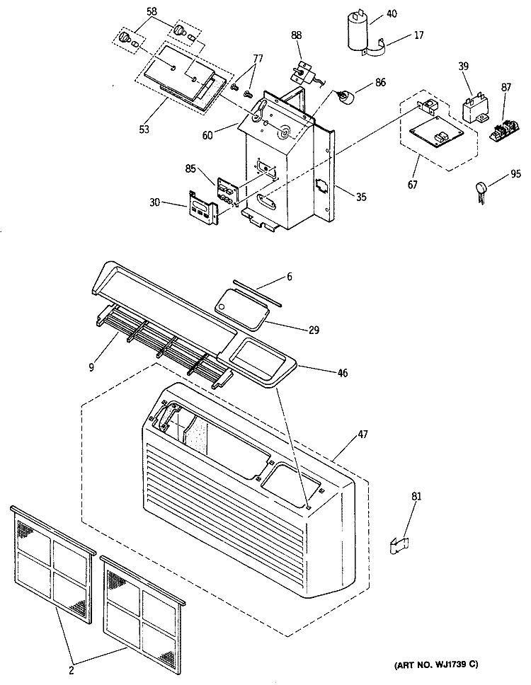 Section Diagram and Parts List for AZ31H06EACV1  General Electric Air Conditioner