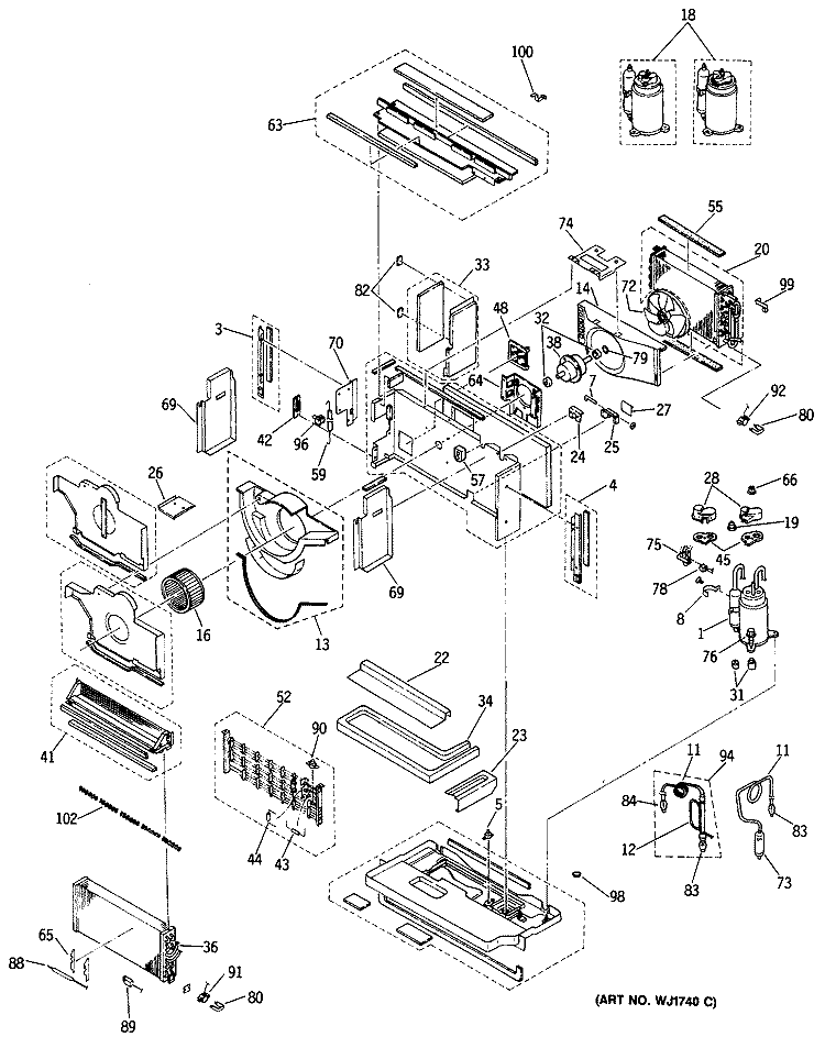 Section Diagram and Parts List for AZ31H06EACV1  General Electric Air Conditioner